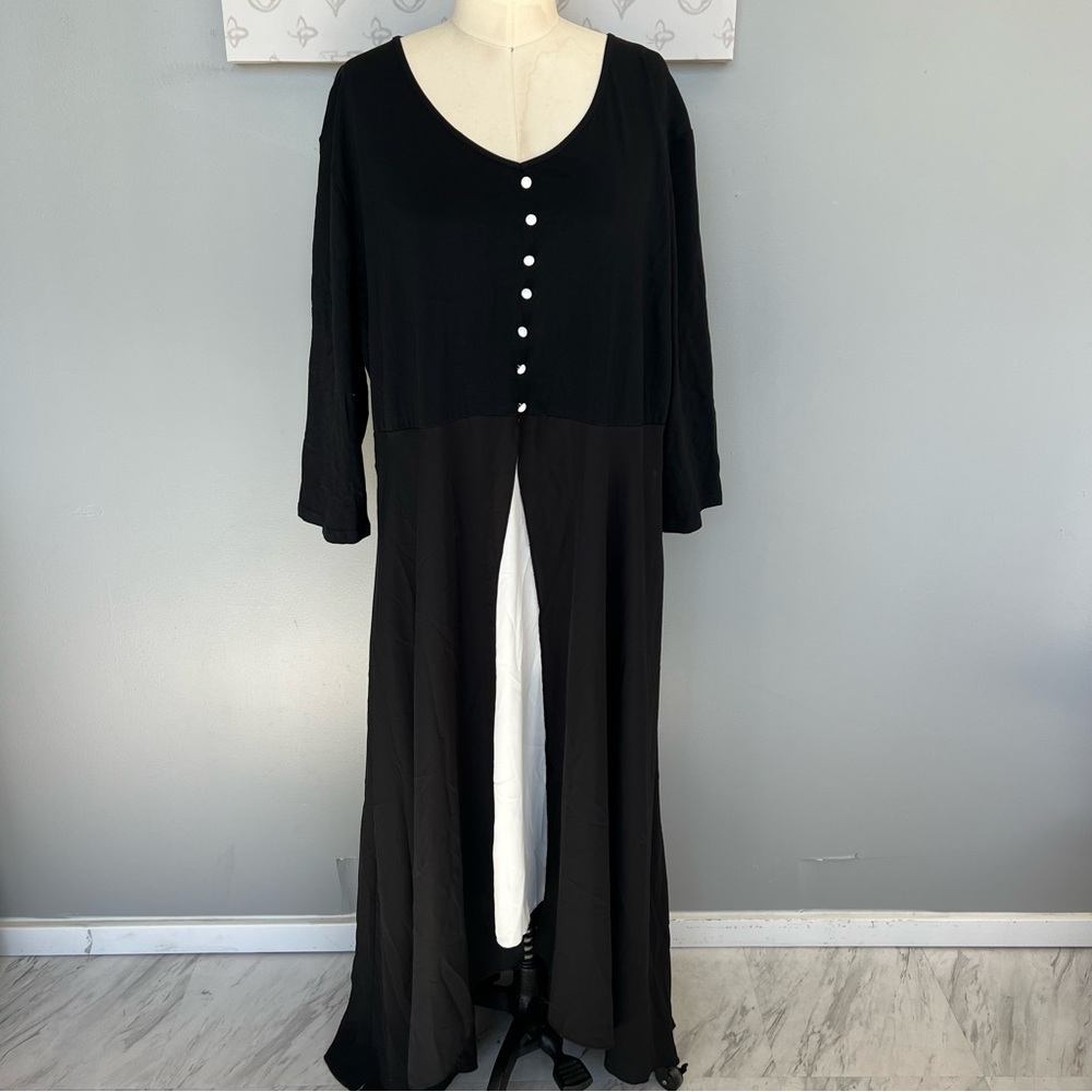 Jumpfolia women’s long sleeve black maxi dress cotton 3XL m160-23